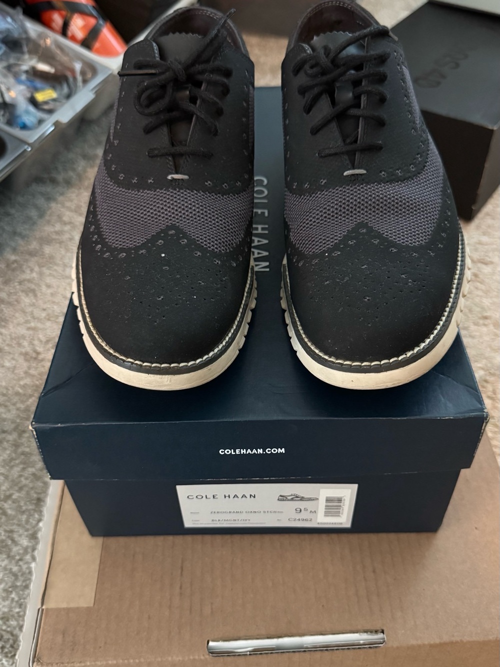 Cole Haan Men’s Black and Gray Wingtip Oxford